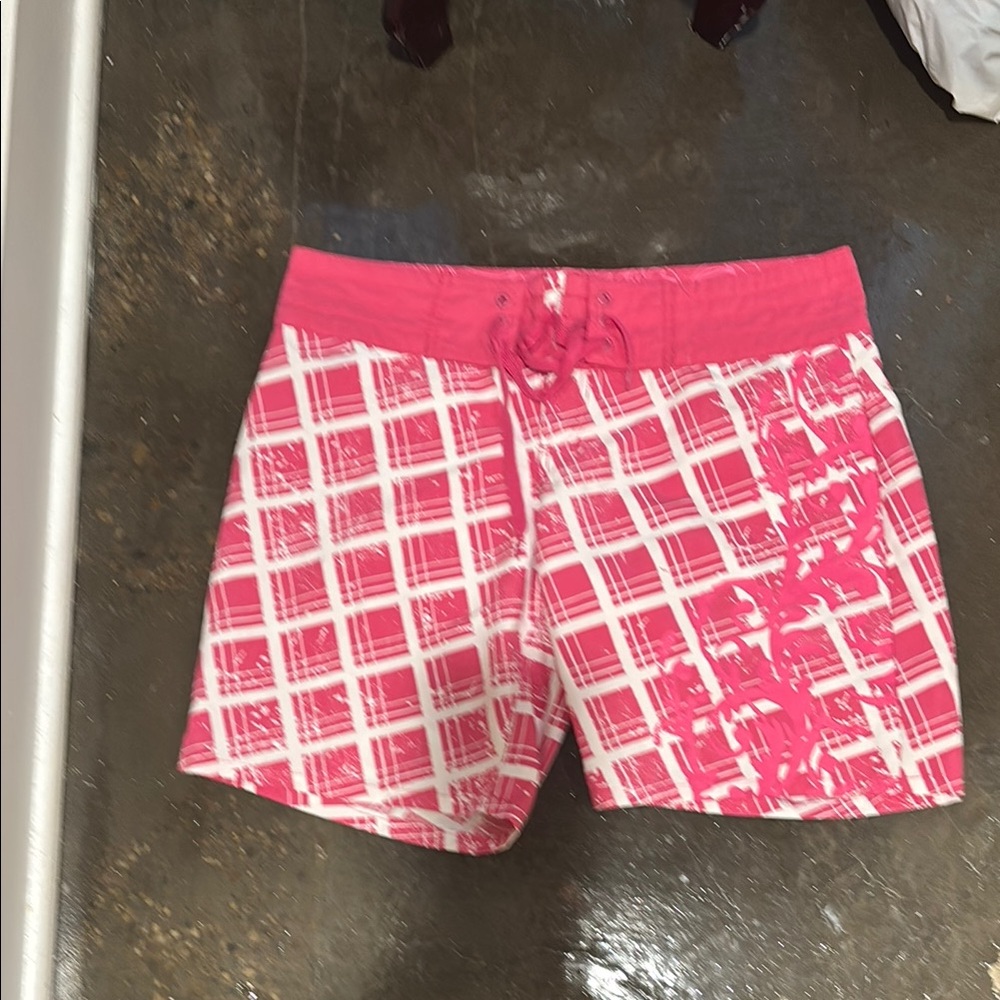 Body Glove Pink and White Plaid Athletic Shorts